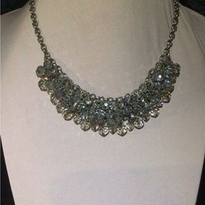 Banana Republic, Silver tone and crystal bib necklace